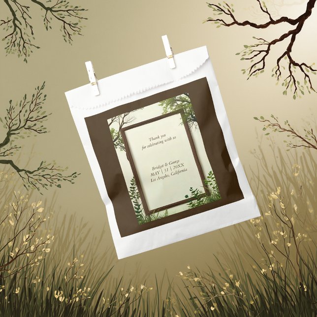 Sachets En Papier mariage de cadre arboré rustique (Créateur téléchargé)