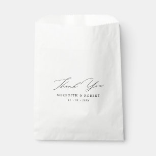 Sachets En Papier Mariage de calligraphie noir et blanc simple Merci