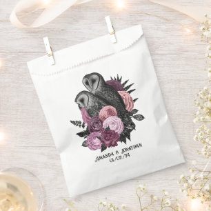Sachets En Papier Mariage de Chouettes gothiques de Glam Floral Mauv