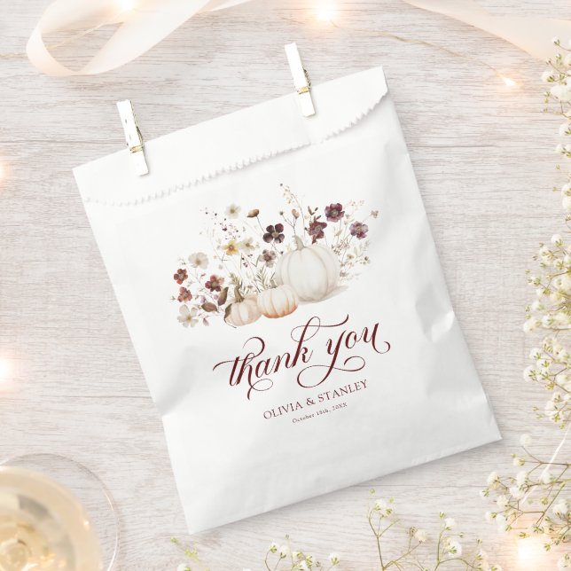 Sachets En Papier Mariage de citrouille d'automne rustique (Coupé)