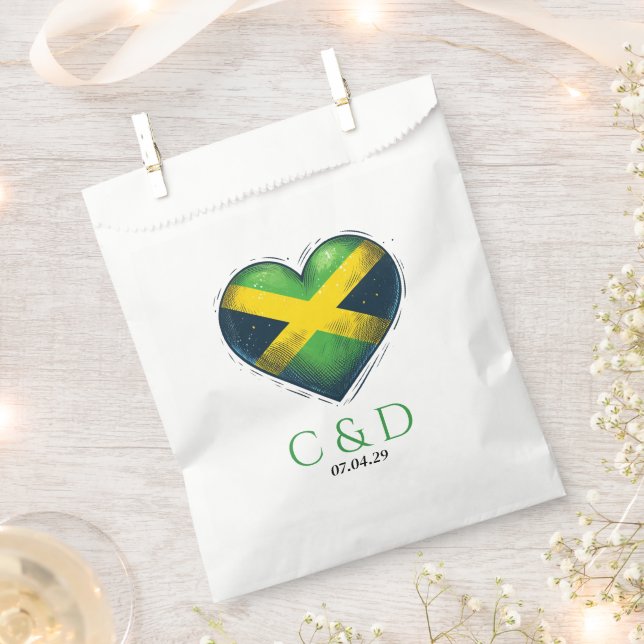 Sachets En Papier Mariage de coeur jamaïcain (Coupé)