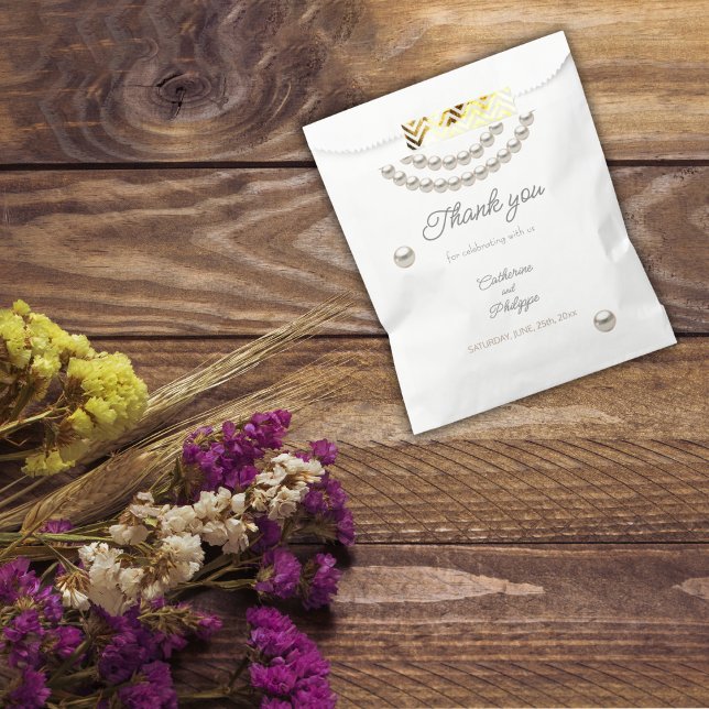 Sachets En Papier Mariage de collier de perle d'argent (Créateur téléchargé)