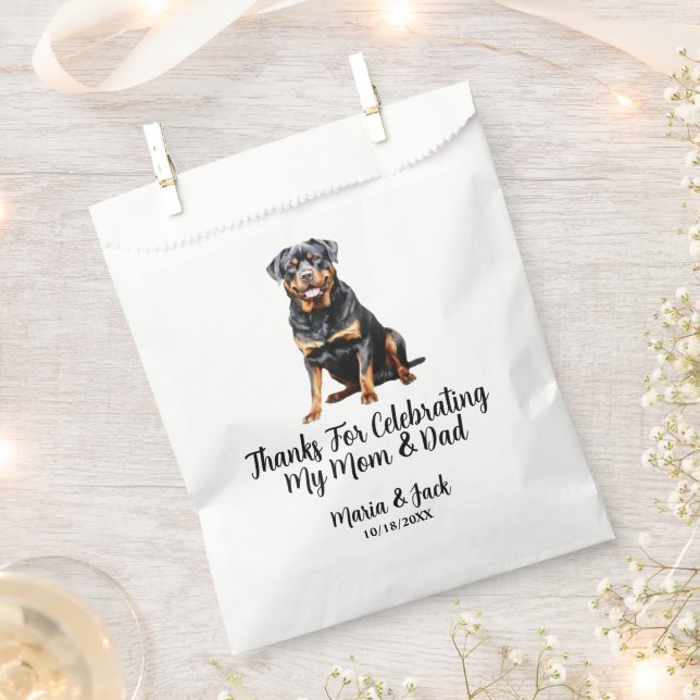 Sachets En Papier Mariage de compagnie de Rottweiler en couleur (Coupé)