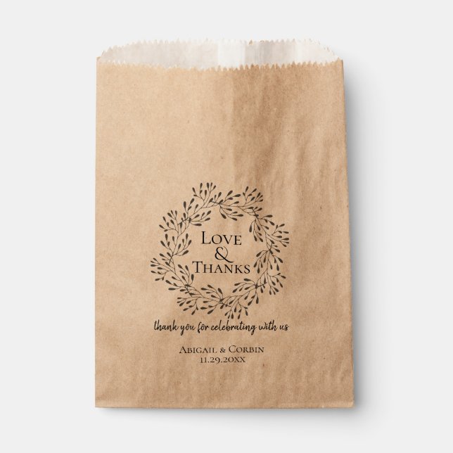 Sachets En Papier Mariage de couronne botanique rustique (Devant)
