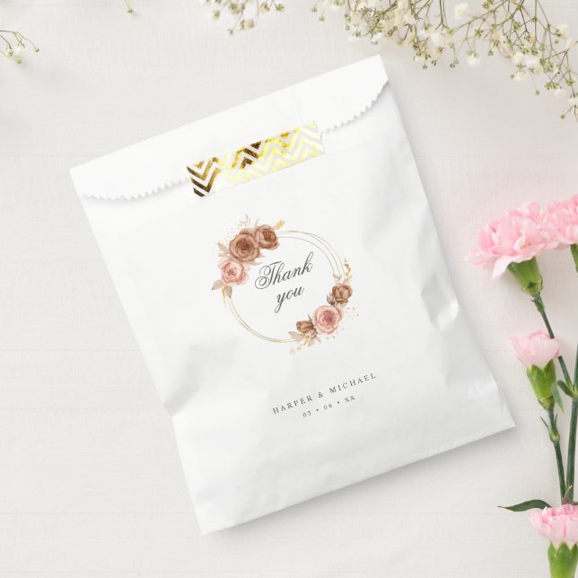 Sachets En Papier Mariage de couronnes de fleurs d'or moderne merci (Scellé)