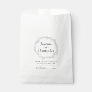 Sachets En Papier Mariage de courroie d'argent de la feuille botaniq