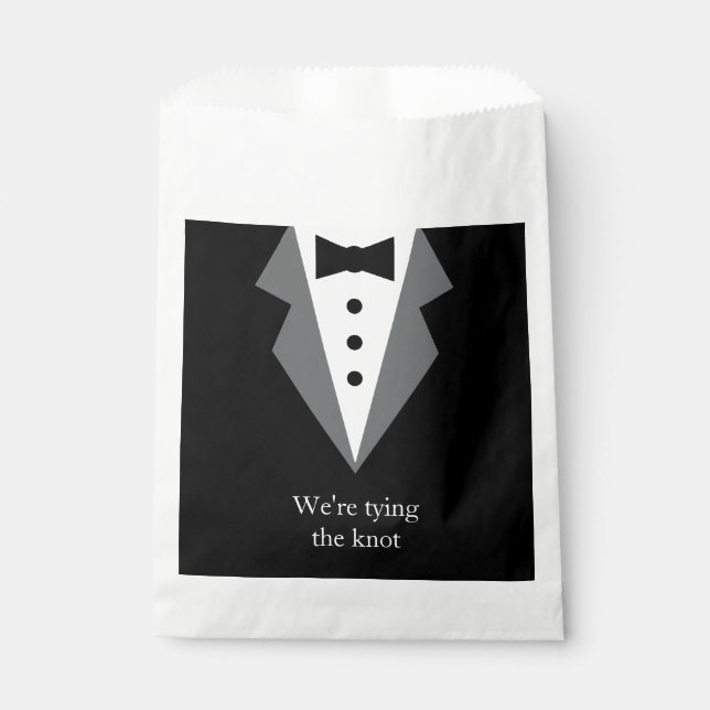 Sachets En Papier Mariage de Cravate noire Tuxedo (Devant)