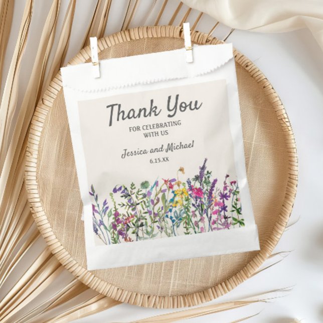 Sachets En Papier Mariage de crème Fleur sauvage aquarelle (Watercolor wildflower wedding custom favor bags)