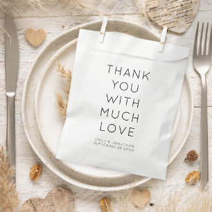 Sachets En Papier Mariage de date minimaliste des noms de Merci