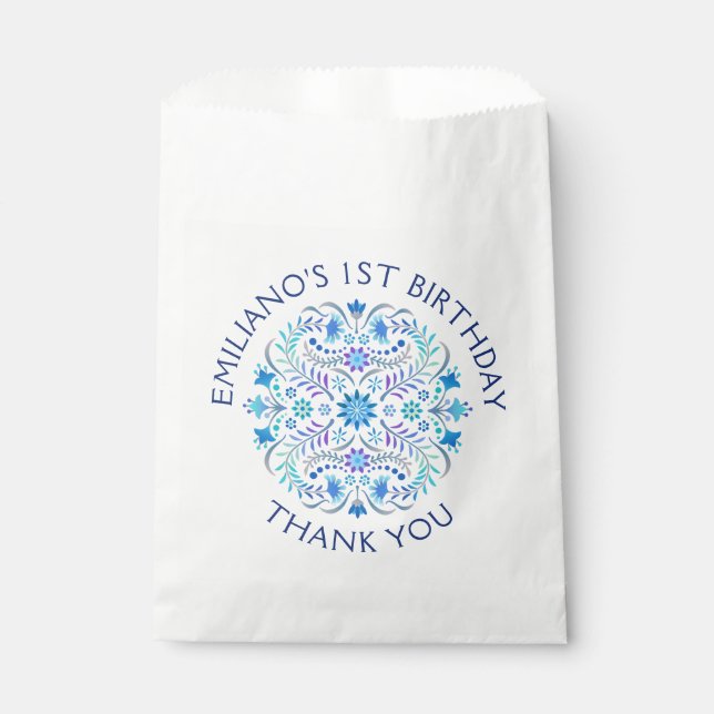Sachets En Papier Mariage de douche Fiesta Blue Anniversaire (Devant)