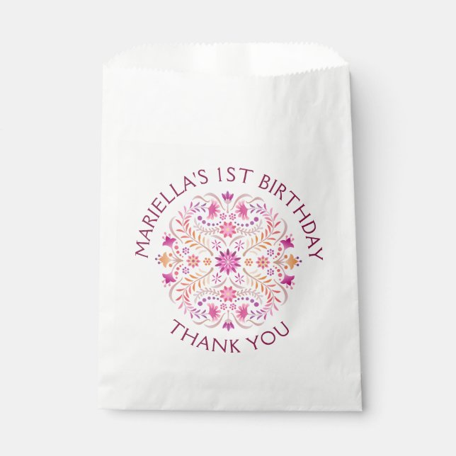 Sachets En Papier Mariage de douche Fiesta Rose Anniversaire (Devant)