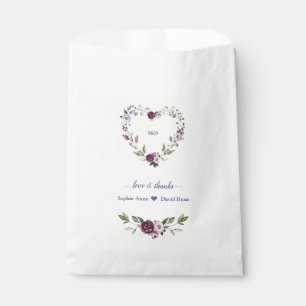 Sachets En Papier Mariage de fleur violet délicat aux pivoines roses