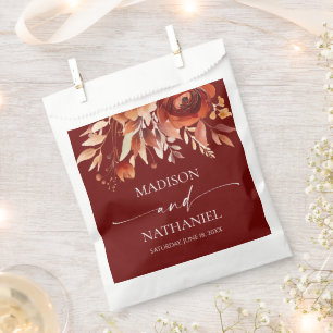 Sachets En Papier Mariage de fleurs Brown rouillées de Bourgogne