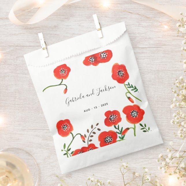 Sachets En Papier Mariage de fleurs de pavot rouge (Coupé)