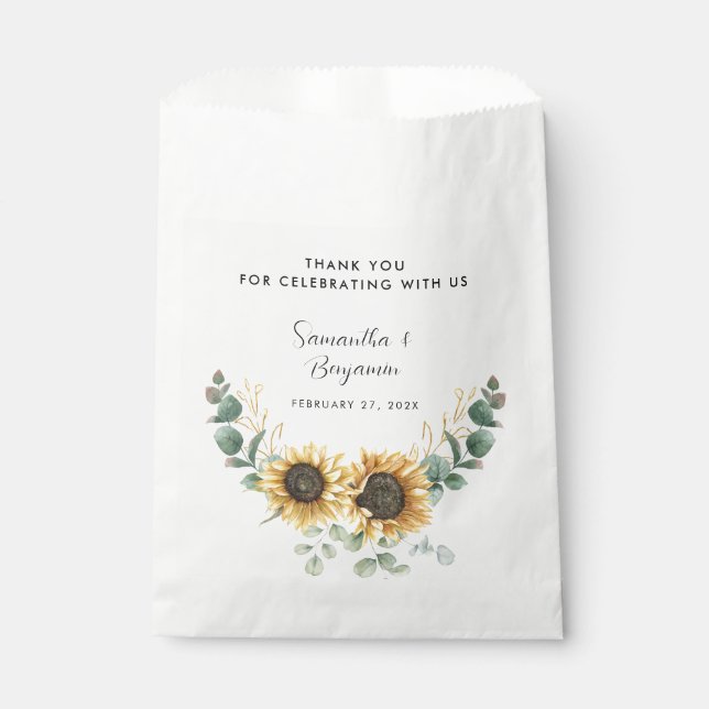 Sachets En Papier Mariage de fleurs de tournesol (Devant)