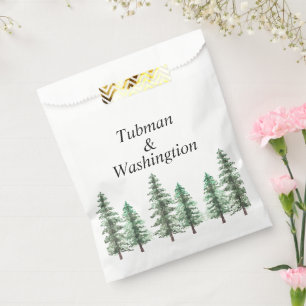 Sachets En Papier Mariage de forêt de pins d'aquarelle