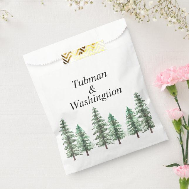 Sachets En Papier Mariage de forêt de pins d'aquarelle (Scellé)