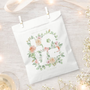 Sachets En Papier Mariage de jardin aux roses aquarelles et verdure