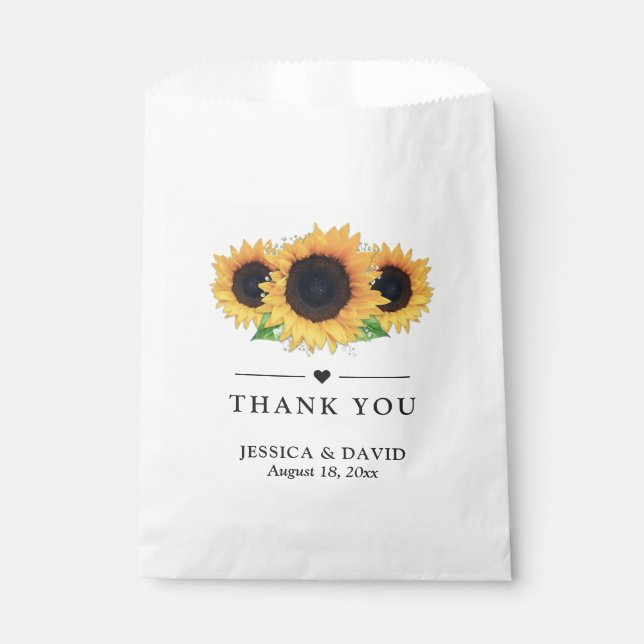 Sachets En Papier Mariage de l'eucalyptus du tournesol rustique (Devant)