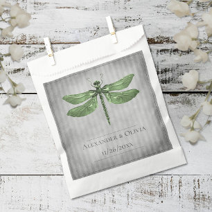 Sachets En Papier Mariage de libellules à bijoux verts