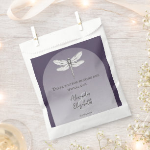 Sachets En Papier Mariage de libellules violettes foncées
