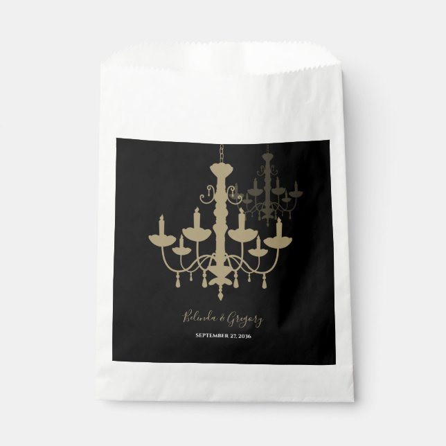 Sachets En Papier Mariage de lustre en or noir (Devant)