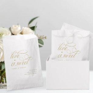 Sachets En Papier Mariage de Luxe Calligraphie Dorée Élégante