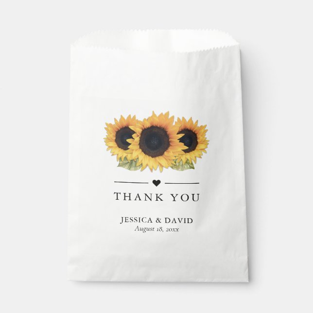 Sachets En Papier Mariage de Merci de tournesol rustique (Devant)