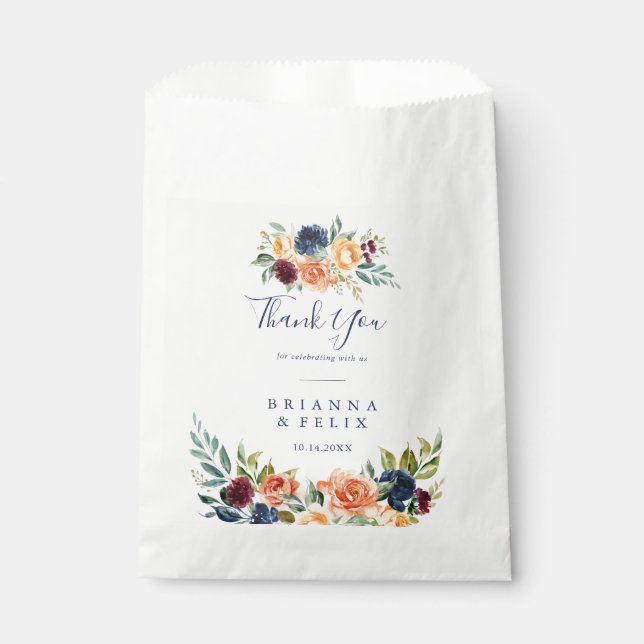 Sachets En Papier Mariage de Merci Floral Élégant à plusieurs couleu (Devant)