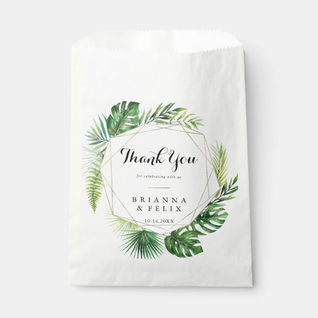 Sachets En Papier Mariage de Merci tropical de destination géométriq (Devant)