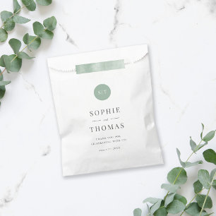 Sachets En Papier Mariage de monogramme arrondi de couleur classique