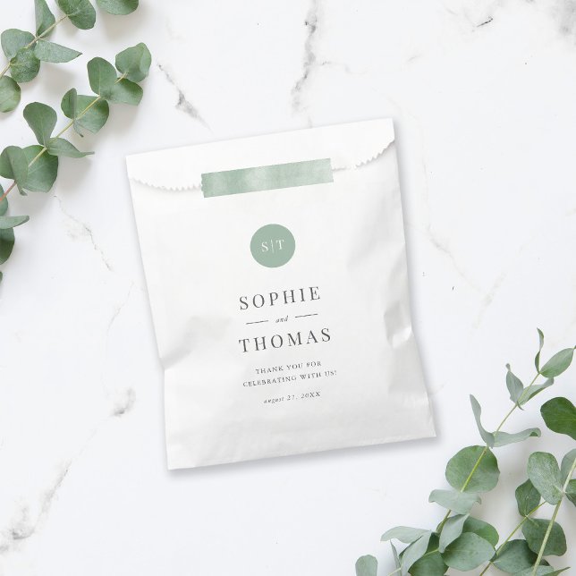Sachets En Papier Mariage de monogramme arrondi de couleur classique (Créateur téléchargé)
