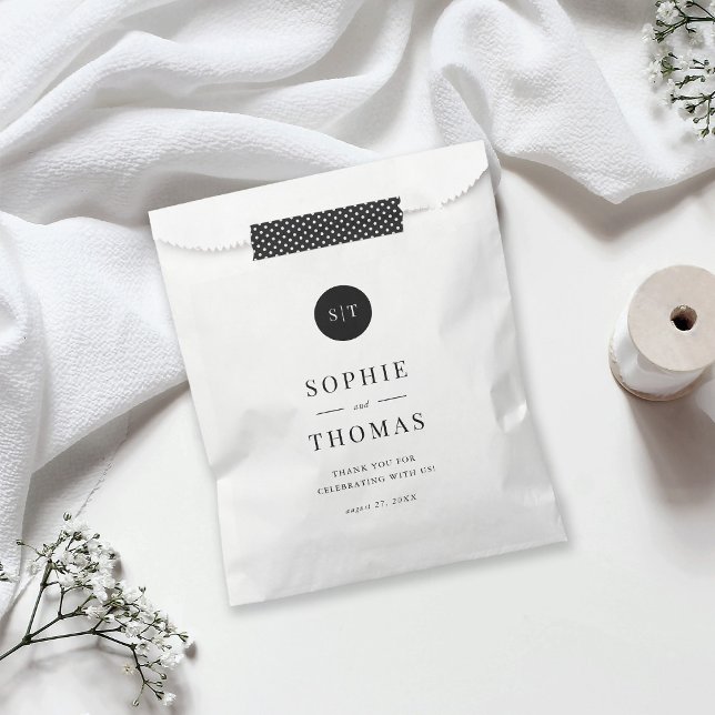 Sachets En Papier Mariage de monogramme arrondi de couleur classique (Créateur téléchargé)