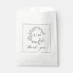 Sachets En Papier Mariage de monogramme blanc moderne