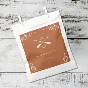 Sachets En Papier Mariage de monogramme et flèches orange brûlées