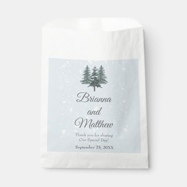 Sachets En Papier Mariage de neige À feuillage persistant hiver (Devant)
