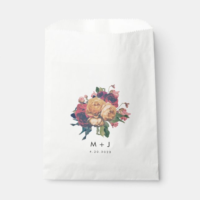 Sachets En Papier Mariage de pied botanique Rose antique (Devant)