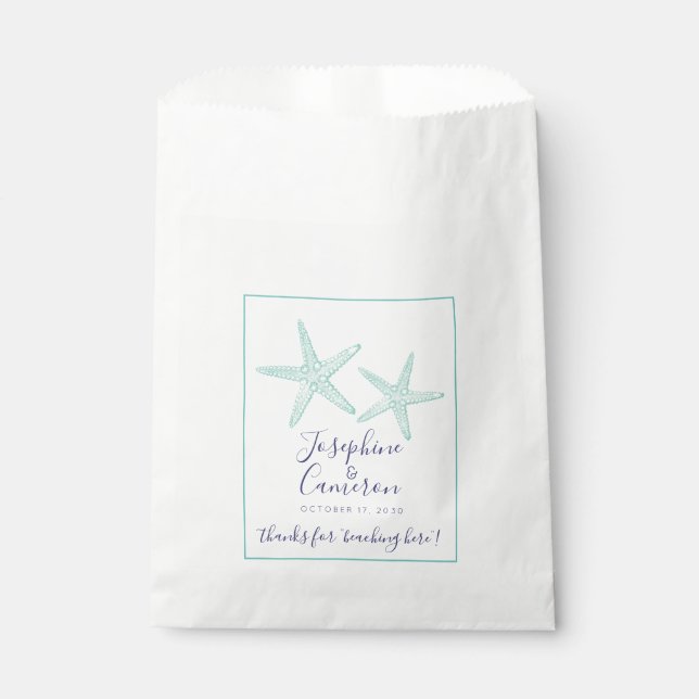 Sachets En Papier Mariage de plage nautique Starfish (Devant)