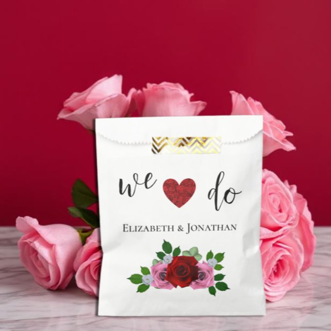 Sachets En Papier Mariage de roses rouges et roses (Créateur téléchargé)