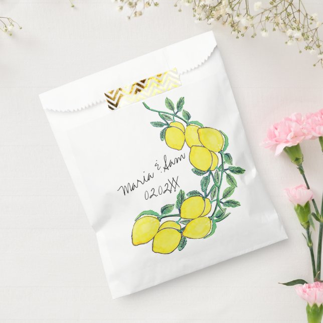 Sachets En Papier Mariage de style d'écriture de citron d'aquarelle  (Scellé)