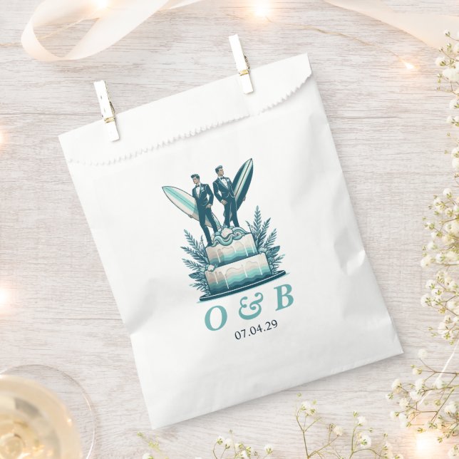 Sachets En Papier Mariage de Surfeurs (Coupé)