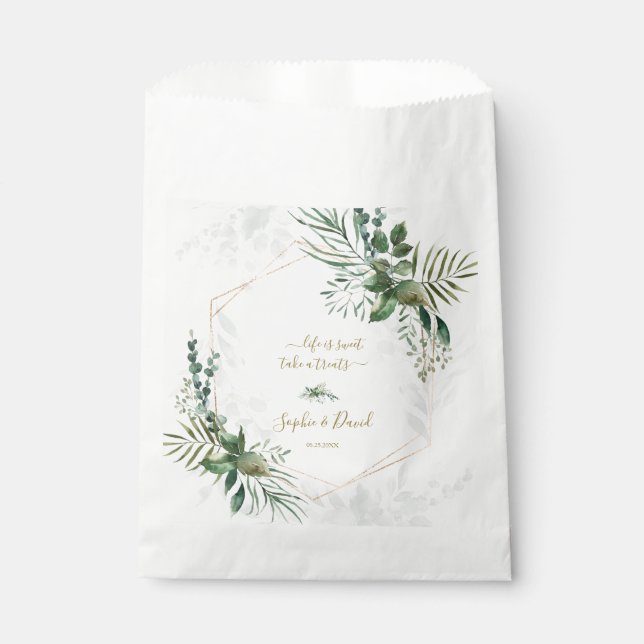 Sachets En Papier Mariage de verdure géométrique Rose de luxe (Devant)