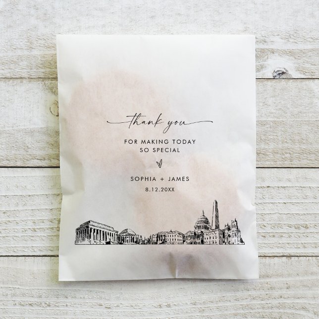 Sachets En Papier Mariage de Washington DC Skyline Merci privilégier (Créateur téléchargé)