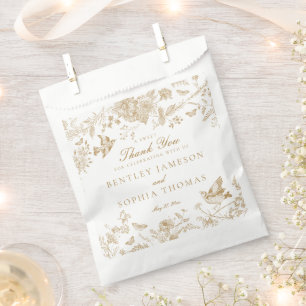 Sachets En Papier Mariage Dessert Floral Toile De Jouy Or