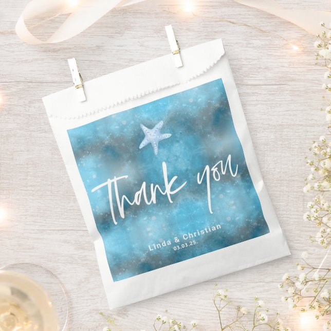 Sachets En Papier Mariage d'été de la mer bleue profonde (Coupé)