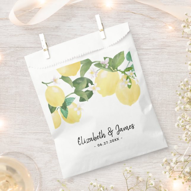 Sachets En Papier Mariage d'été moderne rustique citron (Coupé)