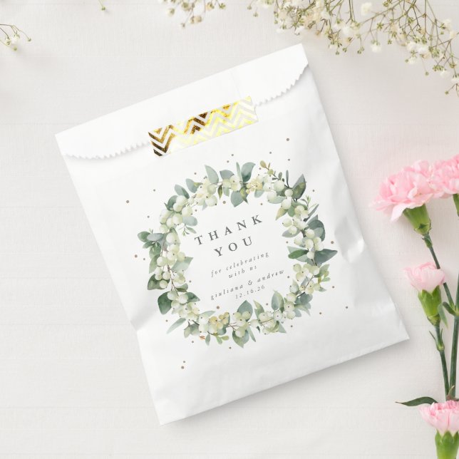 Sachets En Papier Mariage d'hiver au snowberry+Eucalyptus (Scellé)