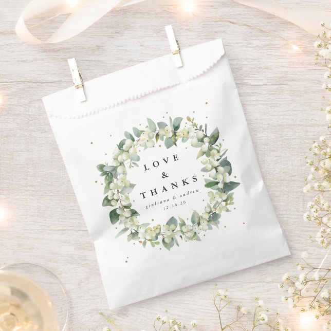 Sachets En Papier Mariage d'hiver au snowberry+Eucalyptus (Coupé)