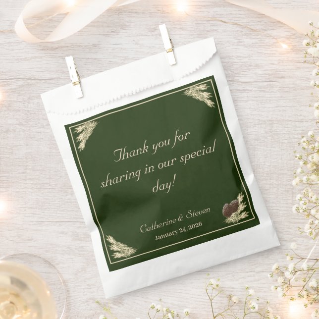 Sachets En Papier Mariage d'hiver profond et élégant (Coupé)