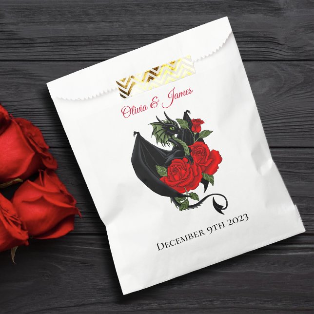 Sachets En Papier Mariage d'Imaginaire Black Dragon Red Roses (Créateur téléchargé)